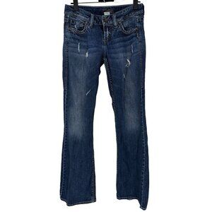 Silver Jeans Junior Sz 27 Lola Distressed Jeans Low Rise 33'' Inseam